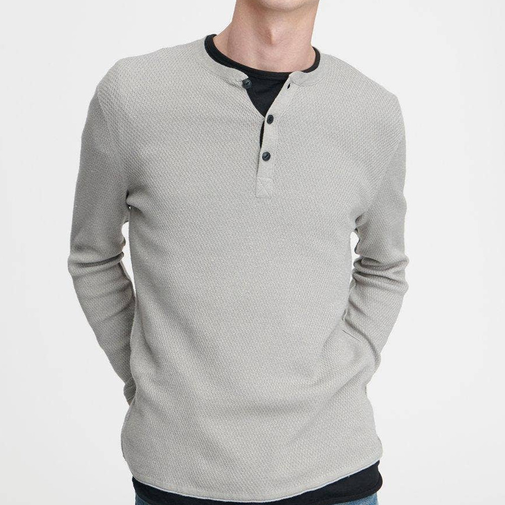 Rag & Bone NWT Gray Davis Henley 3 Button Long Sleeve Thermal Shirt XL